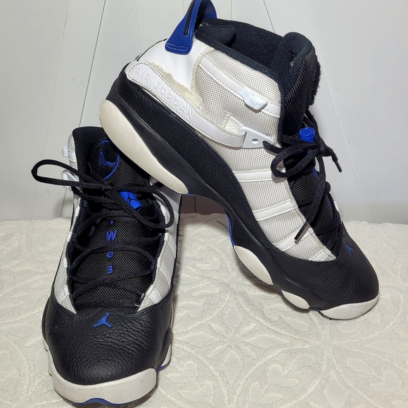 Nike Air Jordan 6 Rings Shoes Size 13 White/Blue Game Royal Black 322992-142
